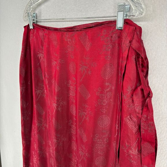 NHA MAY LAI Skirt M Wrap Tie Belt Vietnamese Brocade Traditional Asian Red - Picture 4 of 12